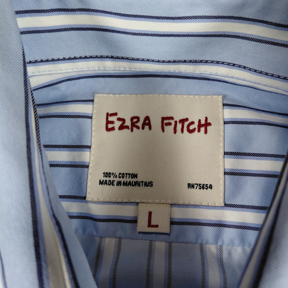Ezra Fitch Abercrombie & Fitch Mens Large Blue Striped Long Sleeve Button Down - Picture 3 of 12